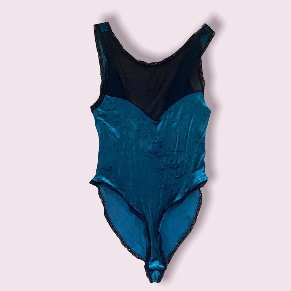 Vintage cinema etoile velvet and mesh bodysuit